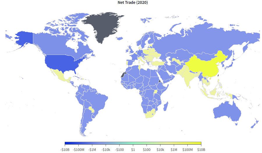 نقشه جهانی صادرات و واردات تشک